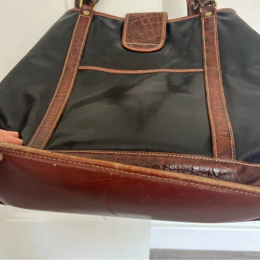 Vintage Brahmin brown & black purse tote leather - Picture 12 of 13